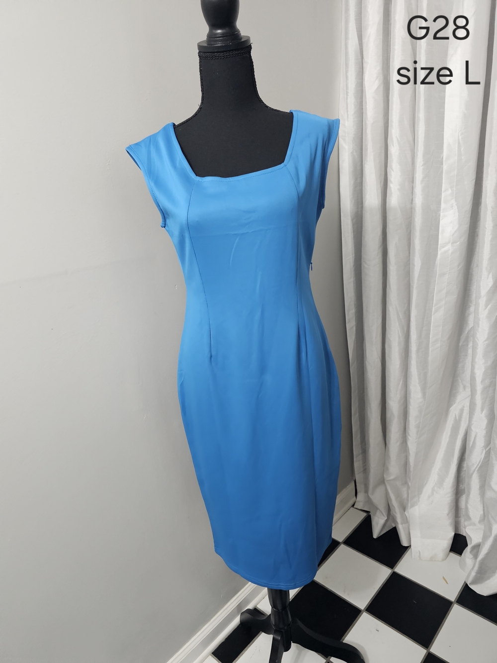 Classic Cap-Sleeve Sheath Dress in Bright Blue
